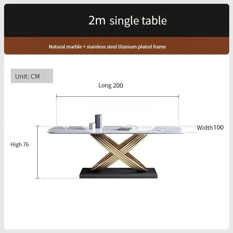Modern Dining Table With Stainless Steel Finish Black White Desk Top For Six People Home Rectangle Luxury Marble Kitchen Table