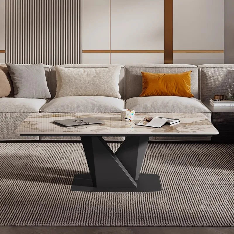 Italian Modern Minimalist Sofa Table Red Wind Net Rectangular Rock Board Tea Table for Living Room for Small Coffee Tables