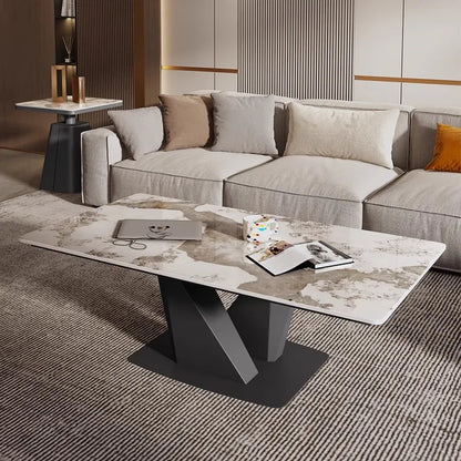 Italian Modern Minimalist Sofa Table Red Wind Net Rectangular Rock Board Tea Table for Living Room for Small Coffee Tables