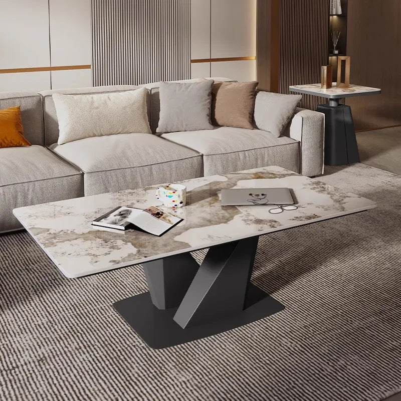 Italian Modern Minimalist Sofa Table Red Wind Net Rectangular Rock Board Tea Table for Living Room for Small Coffee Tables