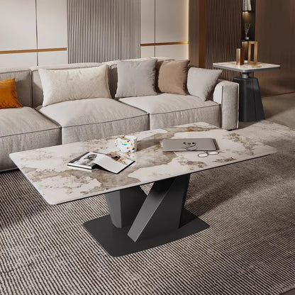 Italian Modern Minimalist Sofa Table Red Wind Net Rectangular Rock Board Tea Table for Living Room for Small Coffee Tables