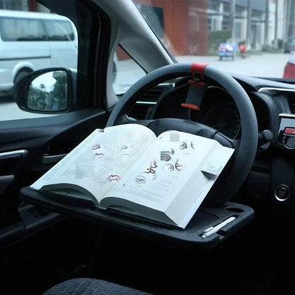 Car steering wheel, small table, car mounted dining plate, car mount, flatbed, car interior dining table, dining table