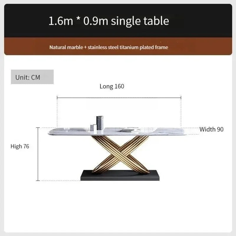 Modern Dining Table With Stainless Steel Finish Black White Desk Top For Six People Home Rectangle Luxury Marble Kitchen Table