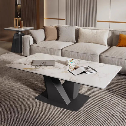 Italian Modern Minimalist Sofa Table Red Wind Net Rectangular Rock Board Tea Table for Living Room for Small Coffee Tables